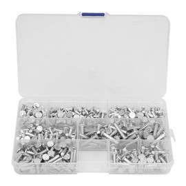 Remaches Sólidos de Aluminio, Kit de 350 Piezas con Cabeza Plana M4 en Longitudes: 4 mm, 6 mm, 8 mm, 10 mm, 12 mm y 16 mm – Remaches para Fijación Industrial y Reparación General
