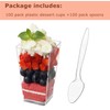 CEZOOWYEX 100 Pack Square Mini Dessert Cups with Spoon, 3oz