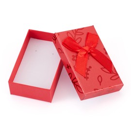 Boutigem 12 Pack Red Jewelry Gift Boxes with Lids, 3.15 x 1.97 x 0.98 Inch Cardboard Jewelry Packaging Boxes with Sponge Inside, Cute Flower Pattern Small Rectangle Gift Cases for Festival Wedding