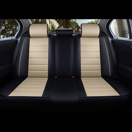 otoez Car Seat Covers Full Set, Leather Automotive Seat Cover for 5 Passenger Cars SUV Truck Sedan, Universal Car with Backrest Cover Protector Anti-Slip Front Rear Seat Cushion (Beige)