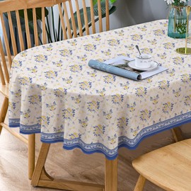 Bnejvif French Country Oval Tablecloth, Paisley, Polyester, Waterproof, Wrinkle-Free, 54" x 72", All-Season Tablecloth