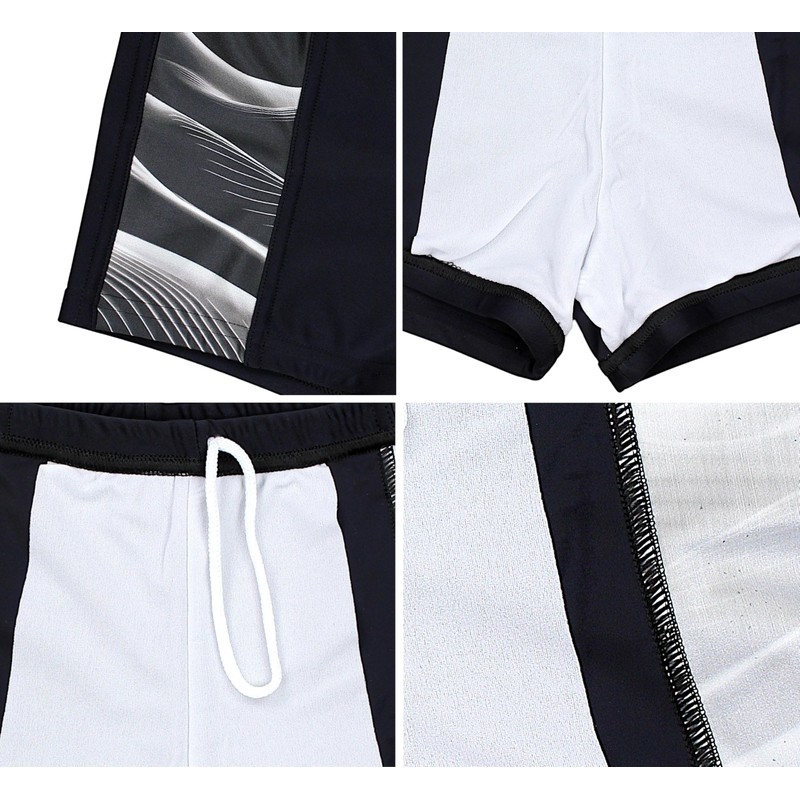 Aquarti Men's Swimming Trunks Short Sporty Stripes, 11307 Black/Grey, M