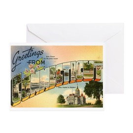CafePress Greetings From Connecticut Greeting Cards (Pk Of 2 Greeting Card (20-pack), Note Card with Blank Inside, Birthday Matte