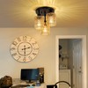 3-Lights Boho Light Fixtures Ceiling Mount, Farmhouse Rattan Chandelier, Hand