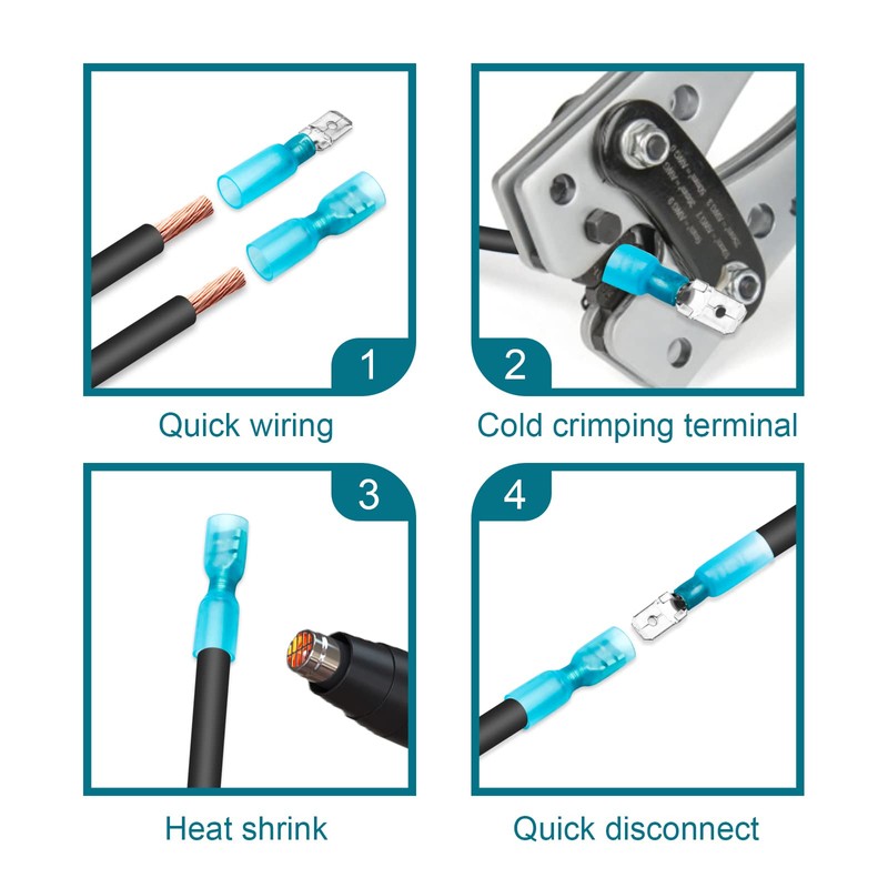 MENTBERY 150 PCS Spade Connectors, Heat Shrink Spade Terminals 22-10