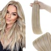 RUNATURE Tape-In Real Hair Extensions, Blonde Highlights, 40 cm, Straight,