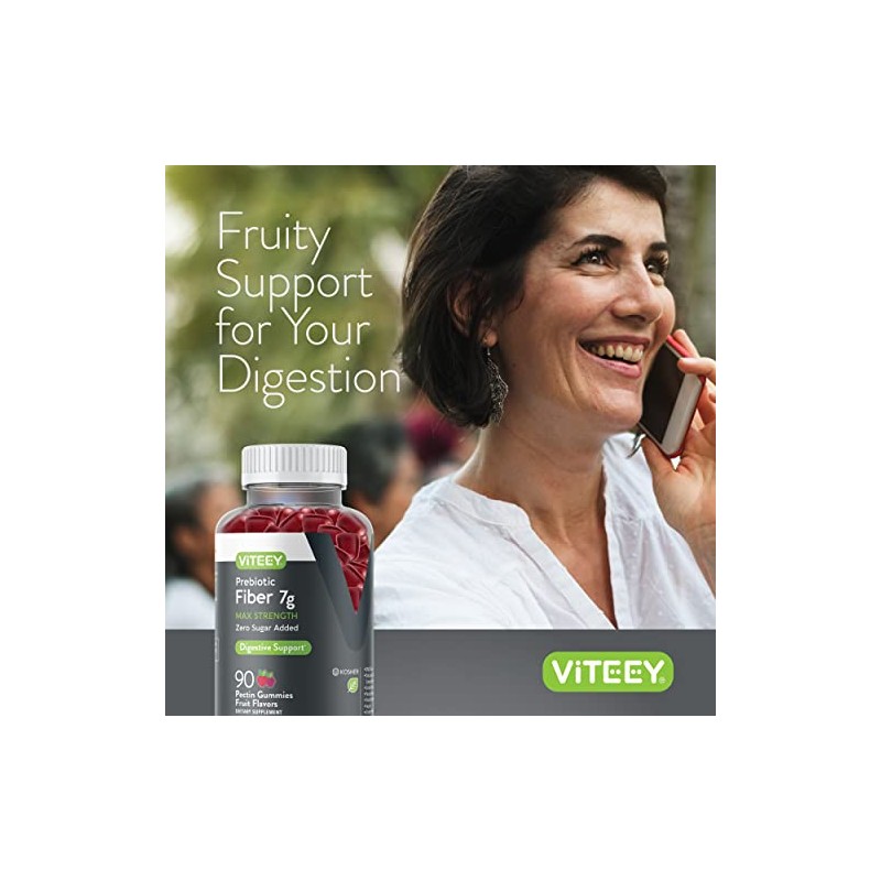 Viteey - Gomitas prebióticas de fibra para adultos, 7 g