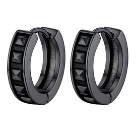 Small Cool Black Hoop Earrings Stainless Steel Gothic Punk Thick Hoops Spike Earrings For Men Women