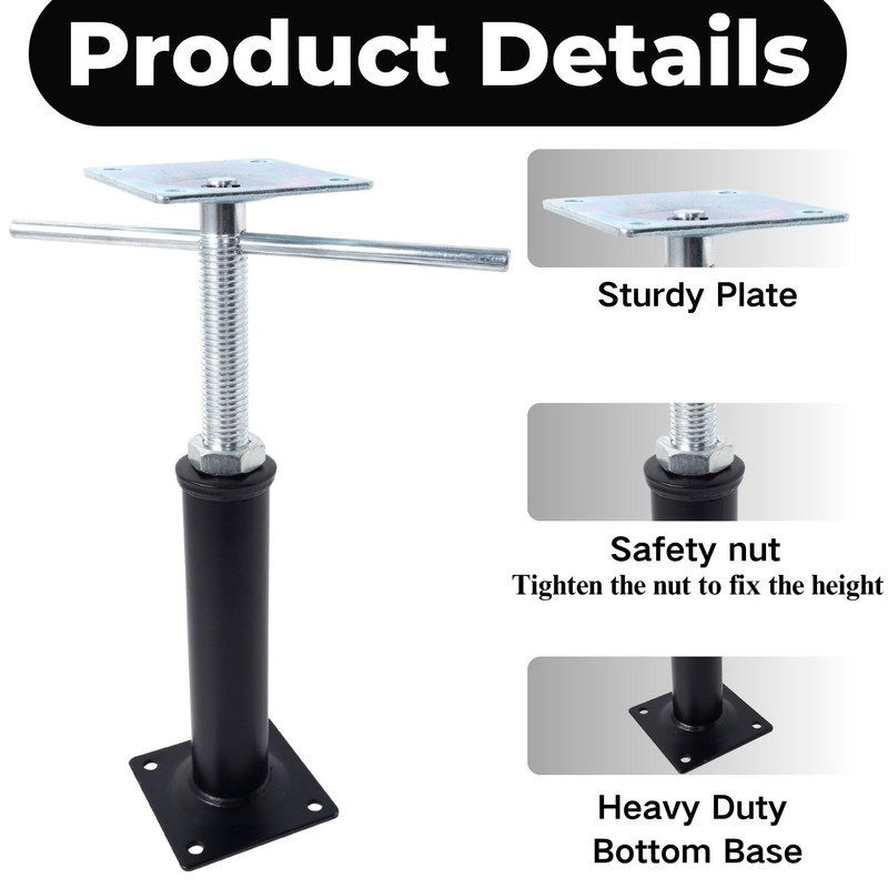 Adjustable House Floor Jacks, 4 Pack, 11”-14.5” Height Range, 10000