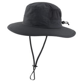 Connectyle Kids Sun Hat UPF 50+ Wide Brim Summer Beach Hat Adjustable Safari Hat, Dark Grey, 2-4T