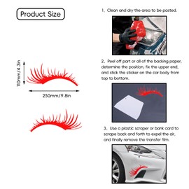 4 Pairs 4 Colors PVC Eyelash Car Stickers, Car Headlight Eyelashes, Charming Eyelashes Car Decoration, Waterproof Self Adhesive Eyelash Decals for Car Truck Headlight Body Decoration Wall Stickers
