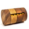 Revlove Wooden Brain Teaser Puzzle, Cylinder with Rotatable Rings, 4