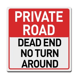BTHUKO “Private Road - Dead End, No Turn Around” Metal Sign 12 x 12 inch