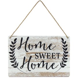 Poeland Home Sweet Home Sign, Wooden Hanging Sign with String, Wood Sign for Home and Farmhouse Decor (Sweet Home)