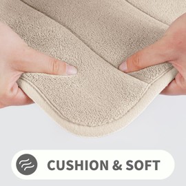 Yimobra Memory Foam Bath Mat Large Size, 51 x 81 cm, Soft and Comfortable, Super Water Absorption, Non-Slip, Thick, Machine Wash, Easier to Dry for Bathroom Floor Rug, Beige