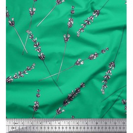 Soimoi Green Velvet Fabric Lavender Floral Decor Fabric Printed BTY 58 Inch Wide