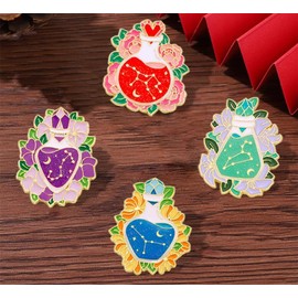 sunruchao 4pcs Cartoon Potion Bottle Enamel Pin Flower Bottle Brooch Pin Magic Potion Brooch constellation Brooch Pin Badge Pin Set Backpack Bag Hat Accessories Jewelry Gift