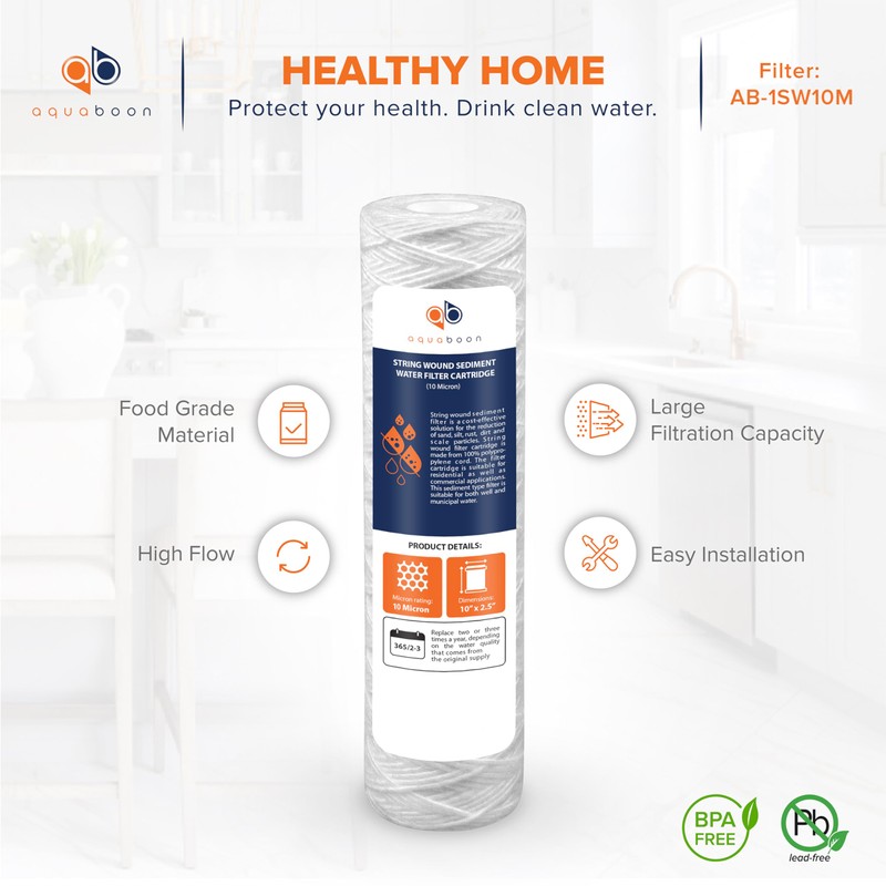 Aquaboon String Wound Water Filter Cartridge - Whole House 10