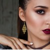 Savlano 925 Sterling Silver Diamond-Shape Chandelier Drop Earrings-18K Gold Plated
