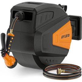 Ayleid Retractable Garden Hose Reel,1/2 in x 100 ft Wall Mounted Hose Reel