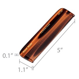 Fendrihan Hand Finished Fine Tooth Pocket Comb for Men, Faux Tortoise (5 Inches)