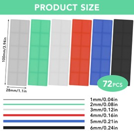 72 Stück Abstandshalter Kunststoff,28×100 mm Kunststoff Verglasungsklötze Set,Rutschfest, Dauerhaft,Mehrfarbige Ausgleichsplättchen 6 Dicken,zum Verlegen von Fliesen, Nivellieren von Böden
