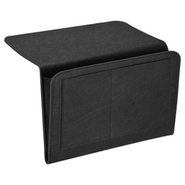 PATIKIL 13in Bedside Caddy, Bed Caddy Bedside Organizer Hanging 5 Pocket Soft Felt Bed Pockets Bedside Storage Organizer Remote Control Holder for Bedroom Phones Glasses, Black