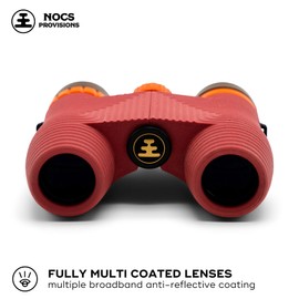 Nocs Provisions Standard Issue 10x25 Waterproof Binoculars, 10X Magnification, Bak4 Prism, Wide View Multi-Coated Lenses for Bird Watching, Hiking & Backpacking - Manzanita Red