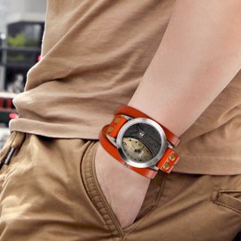 JewelryWe Men's Women's Wrist Watch, Leather Wrap Strap, Retro Eiffel Tower Design with Rhinestones, Analogue Quartz Watch, Simple Digital Dial, 3 Colours, Festive Occasions