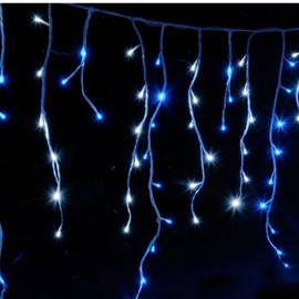 JnDee Safe Voltage Fully Weatherproof Icicle Christmas Fairy Lights Blue & White 400LED 10M Width Plus a Massive 10M Lead Cable, 8 Modes, 8H Timer, Memory