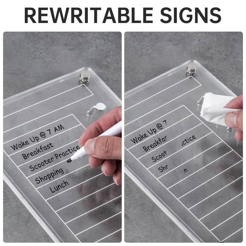 NiHome Acrylic Magnetic to Do List Planning Board with Sliders