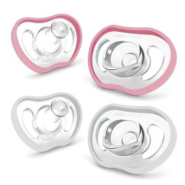 Chupón "Active", Nanobébé, de una sola pieza 4m+ Rosa y Blanco - 4 pack