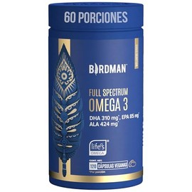 Birdman Full Spectrum Omega 3 Vegano | Algas y Aceite de Linaza | 100% Vegetal, Sin Contaminantes | Cápsula Vegana | 60 Porciones | 120 Cápsulas