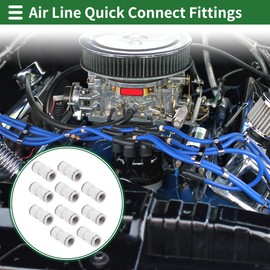 HOPESPANNER Push to Connect Air Fittings 16mm / 5/8" Straight Through Air Line Quick Connector Plastic 10 Pcs White Silver Tone