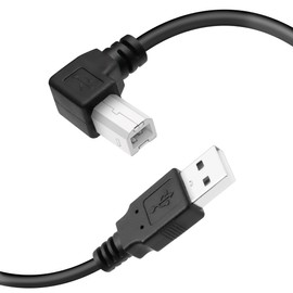 YACSEJAO USB Printer Cable 90 Degree USB 2.0 A Male to B Male Printer Scanner USB B Cable Cord with 480Mbps High Speed Printing, 1.5M(Left Angle)