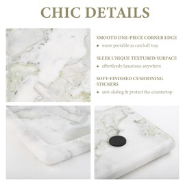 Koville African Natural Marble Perfume Tray Vanity Tray for Dresser Tops, 14"x8.5" Serving Trays for Party Buffet, Stone Tray for Bathroom Counter Decorative Trays for Decor (Bianco Palomino)