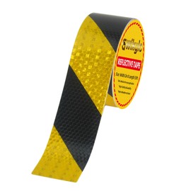 Gwikylo Hazard Tape Black Yellow Reflective Tape 2 Inch x 33 FT Waterproof Caution Safety Tape
