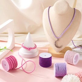 Bestewelry 21.9 Yard 3mm Twisted Cord Pink Purple Polyester Twine Thread Glitter Rope Braided Cord for Macrame Bracelet Curtain Costumes Ornament, Crafts Making