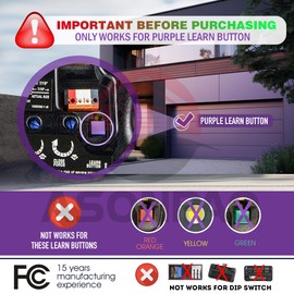 2 for 373LM 371LM 950CD 953CD Liftmaster Chamberlain Garage Door Opener Remote (Purple Learn Button 2005-2013) Security+315MHZ 3-Year-Warranty