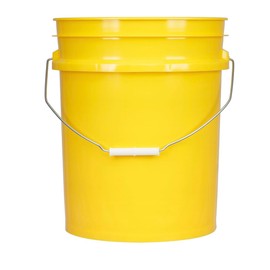 House Naturals 5 Gallon Plastic Yellow Food Grade BPA Free Made in USA Bucket Pail with Air Tight Double Gasket Screw on Lid(Pack of 3) (Yellow and Yellow lids)