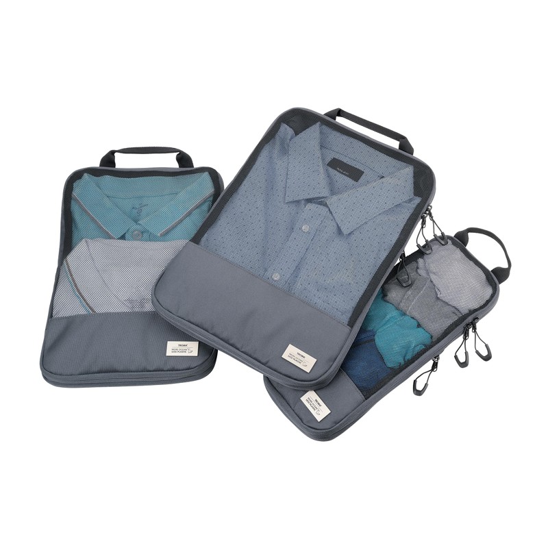 TROIKA Travel Compression Bags Set Blue Cycle Packing Cubes -