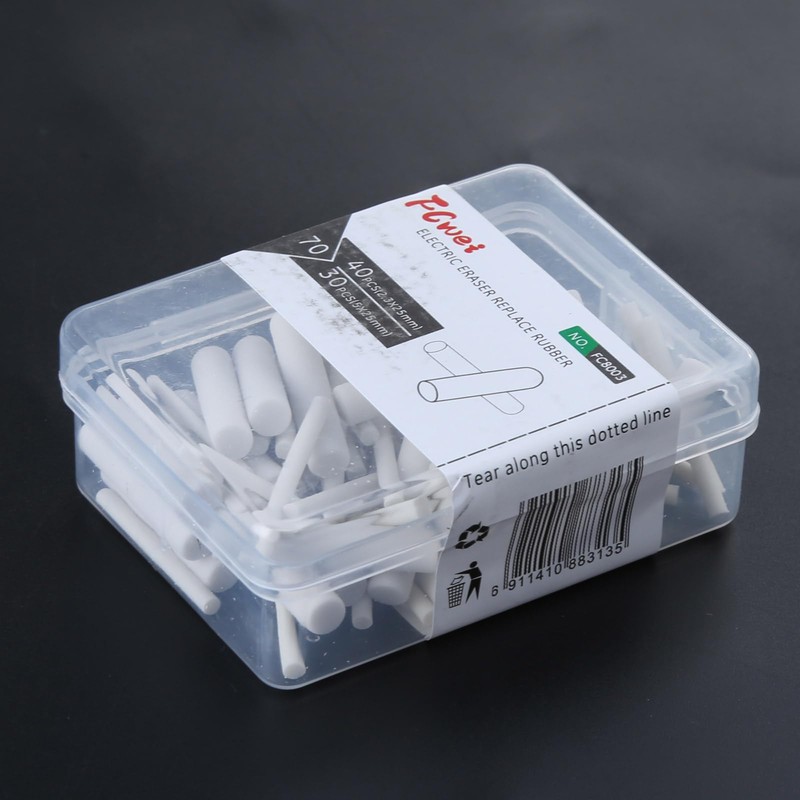 KERDEJAR 2.3mm & 5mm Electric Eraser Refills, 70Pcs White Rectangular