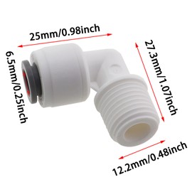 KKUANG 6PCS 1/4 Inch Male to 1/4 Inch Pipe Elbow Fitting Quick Connect Reverse Osmosis Water Filter Fittings Male Elbow Assembly for Water Filter Drinking Water Water Purifier Pipe Fittings White