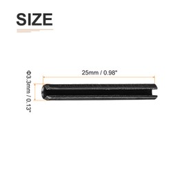 DTGN 3.3mmx25mm(DxL) Slotted Spring Pin - 20Pack - Good for Home Machine Fastener - Carbon Steel Spring Dowel Tension Roll Pin - Black