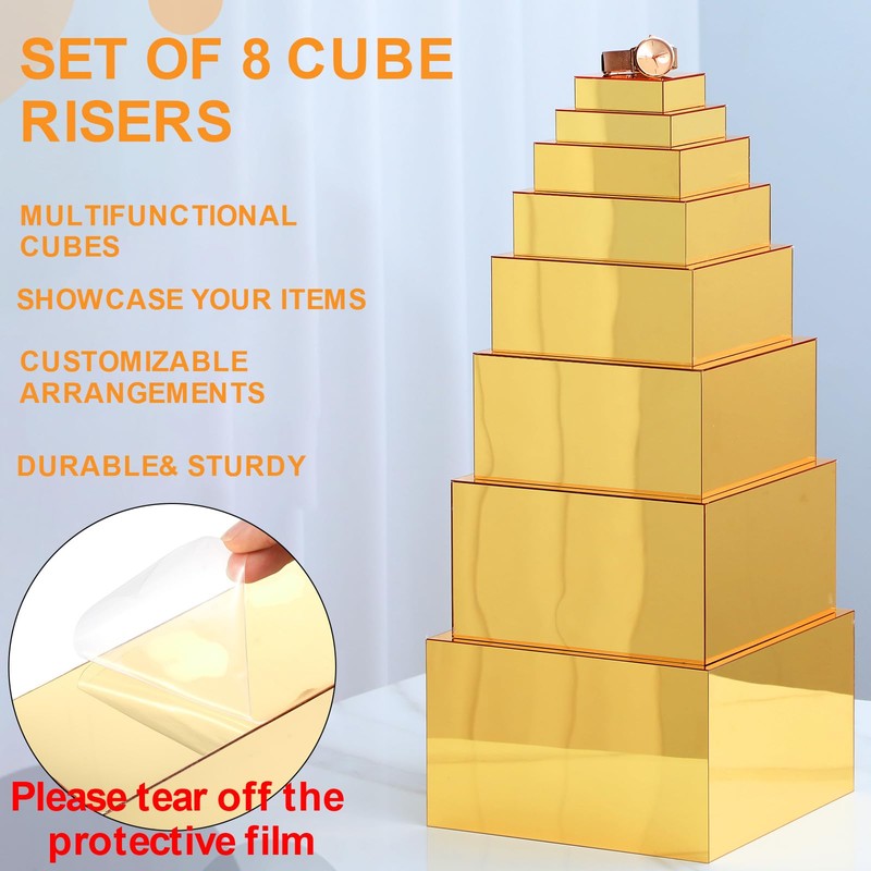 Geelin 8 Pack Acrylic Cube Risers Acrylic Boxes for Food