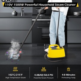 Dyna-Living Steam Cleaner 1500W Steamer for Cleaning with 1.5L Water Tank, Car Steam Cleaner for Multi-Surface Floors, High-Pressure Steam Cleaner for Car, Portable Car Steamer for Auto Detailing
