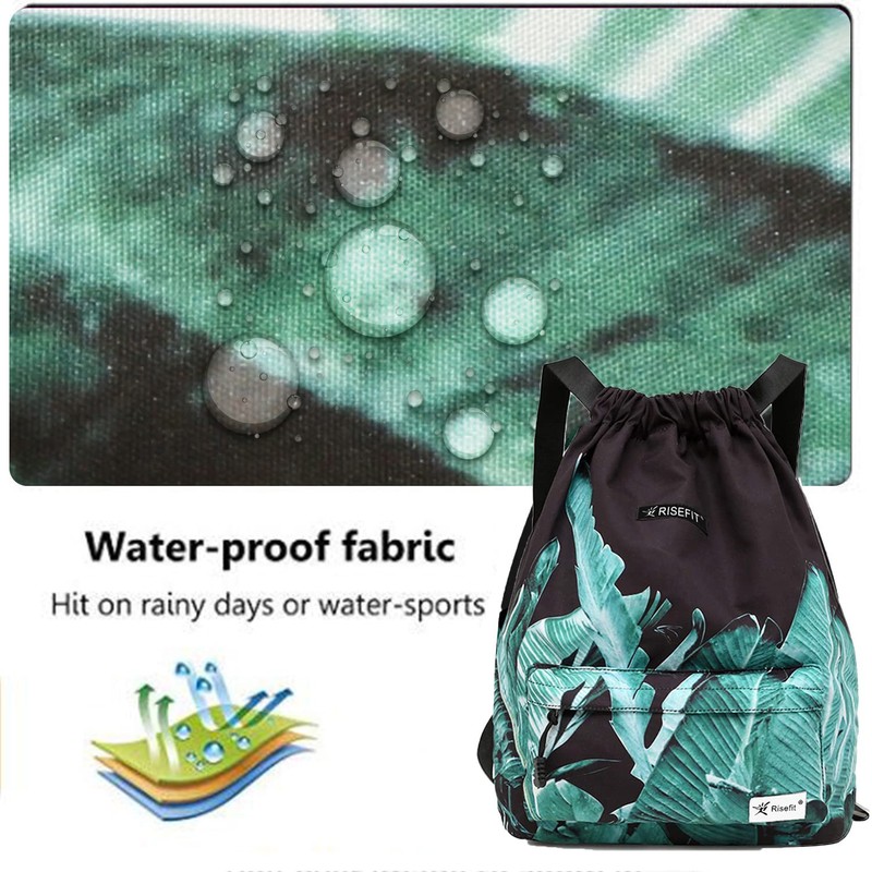 Risefit - Bolsa impermeable con cordón, bolsa de gimnasio, mochila