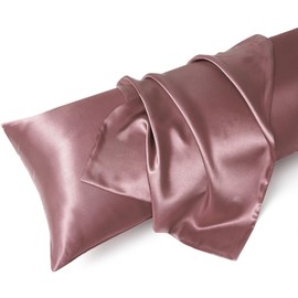MR&HM Satin Body Pillow Cover, 20x54 inches Body Pillow Case for Adults, Silk Satin Cooling Body Pillow Pillowcase with Envelope Closure (20x54, Rose Taupe)
