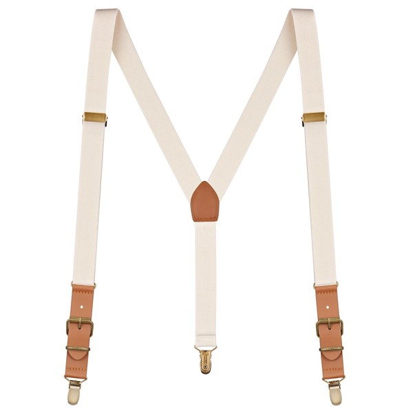 Buyless Fashion Leather End Suspenders for Men - 48" Elastic