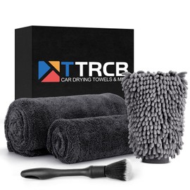 2 Pack 1300 GSM Car Drying Towel, Microfiber Towels for Cars - 36" x 24" & 16" x 16", Ultra-Absorbent, Streak Free, Premium Double Twisted-Loop Microfiber Cleaning Cloth with Car Wash Mitt